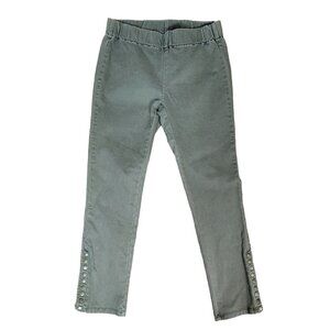 Soft Surroundings Pippa Pull On Jeans Olive Green Petite Small Ankle Buttons